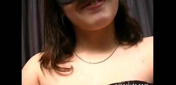  Sweet and smiley masked girl jerking off